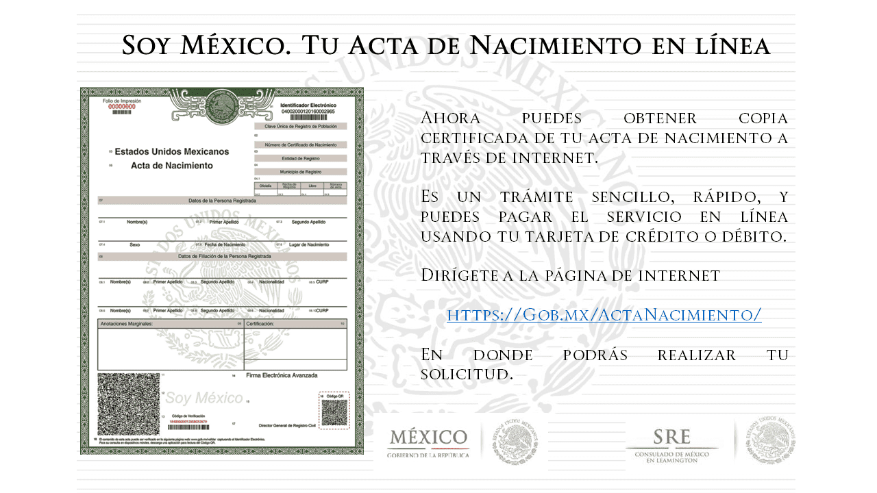 Pasos para obtener copia certificada de tu acta de nacimiento por Internet