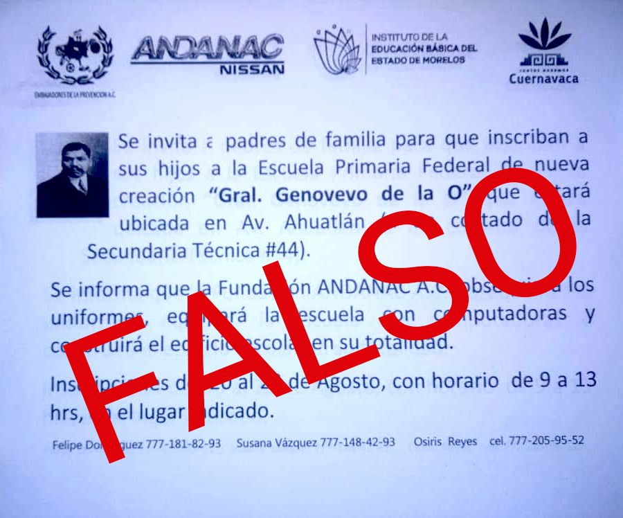 Alerta IEBEM sobre ESCUELA FALSA en Cuernavaca