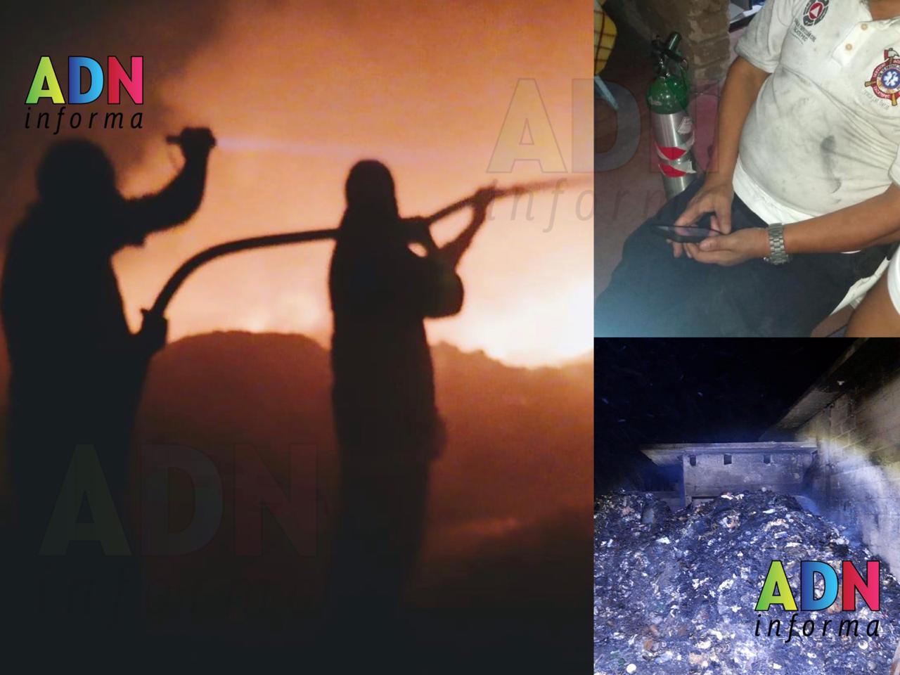 Bomberos se intoxican al apagar fuego en basurero CLANDESTINO en Zacatepec