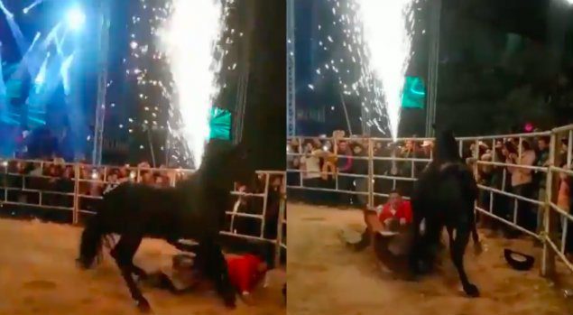 VIDEO José Manuel Figueroa cae de su caballo antes de show