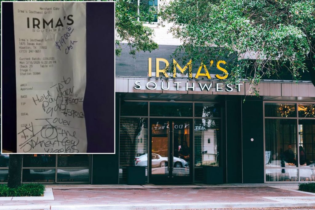 Dejan propina de 10 mil dólares para ayudar a trabajadores de restaurante