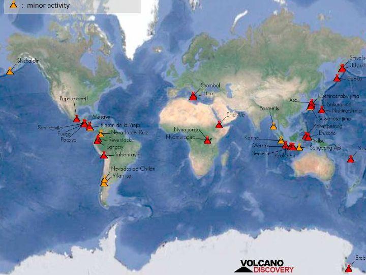 15 volcanes del mundo hicieron erupción en una misma noche