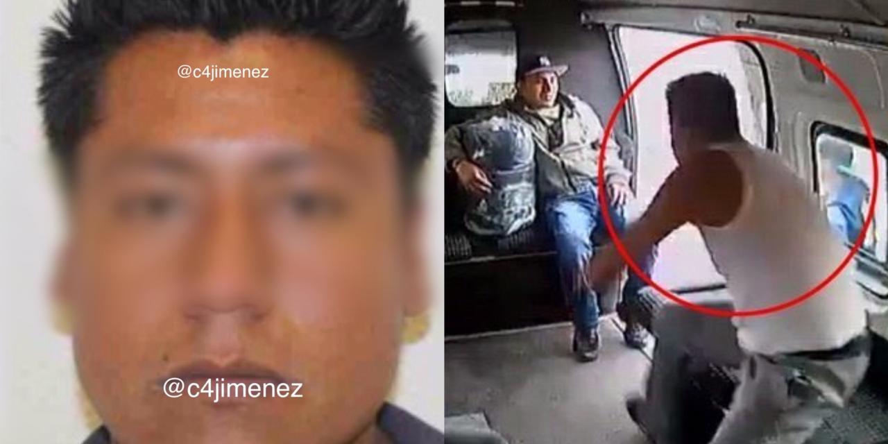 Identifican a asaltante golpeado desnudado en combi de Edomex