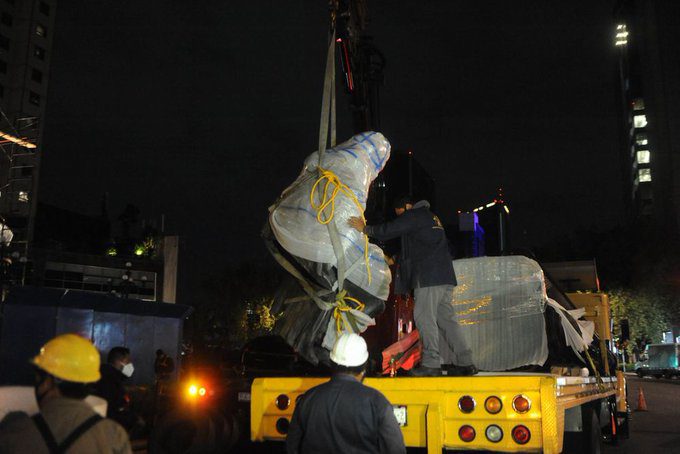 Gobierno de la CDMX derribó el monumento a Cristóbal Colón, Sheinbaum explica por qué