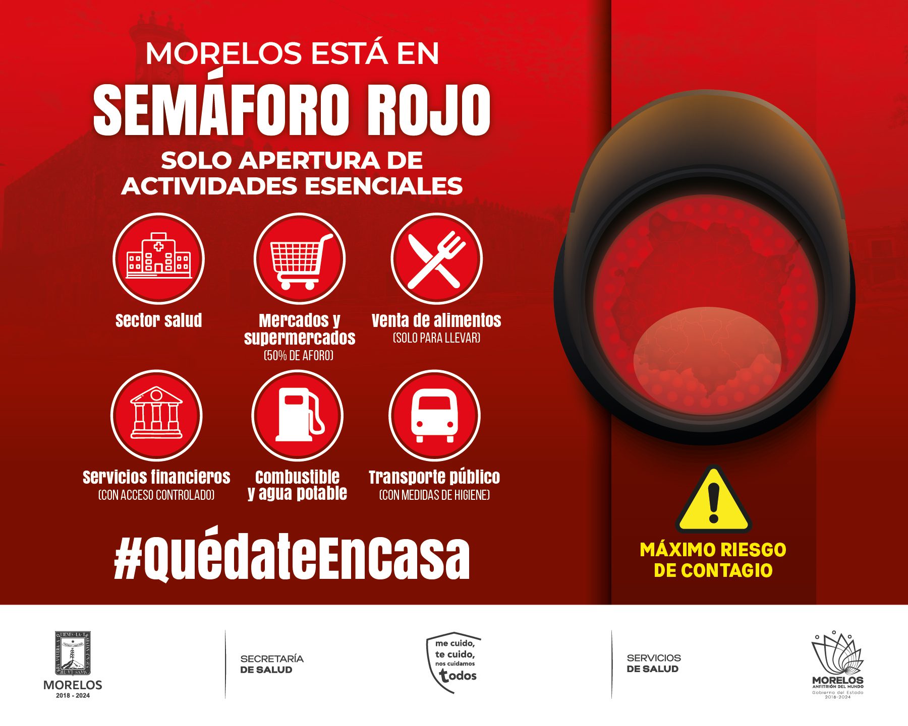 Morelos continúa en SEMÁFORO ROJO dos semanas más