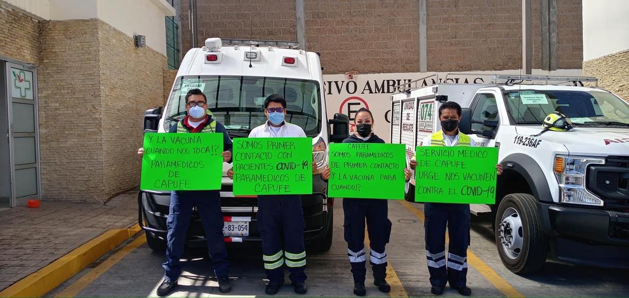 Paramédicos de Capufe piden ser vacunados contra el COVID-19