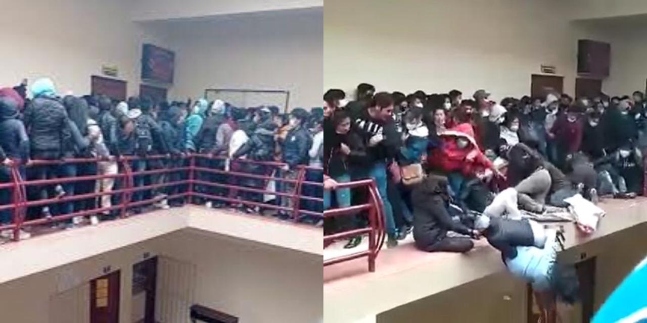 Estudiantes caen de un cuarto piso tras romperse un barandal de la universidad
