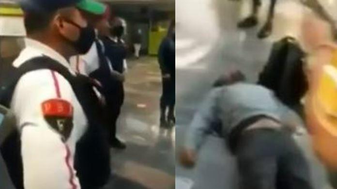 Policía noquea a un hombre por no hacer uso del cubrebocas en el metro