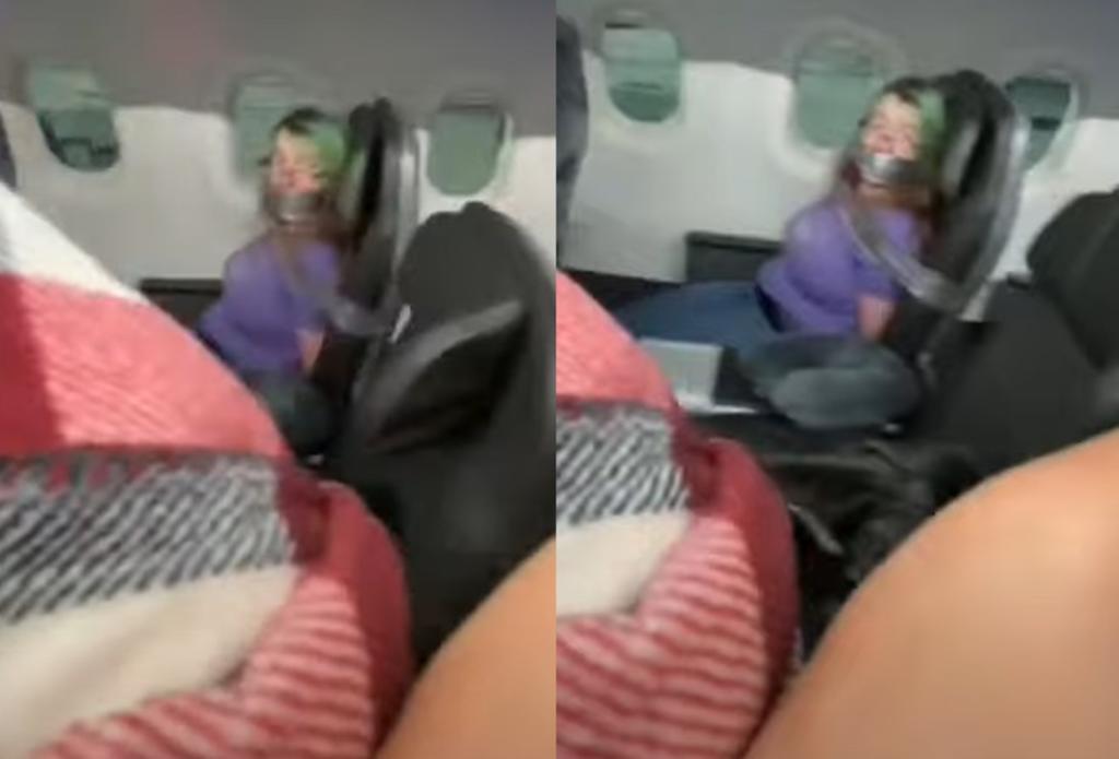 Mujer intenta abrir la puerta del avión en pleno vuelo; la amarran con cinta a un asiento