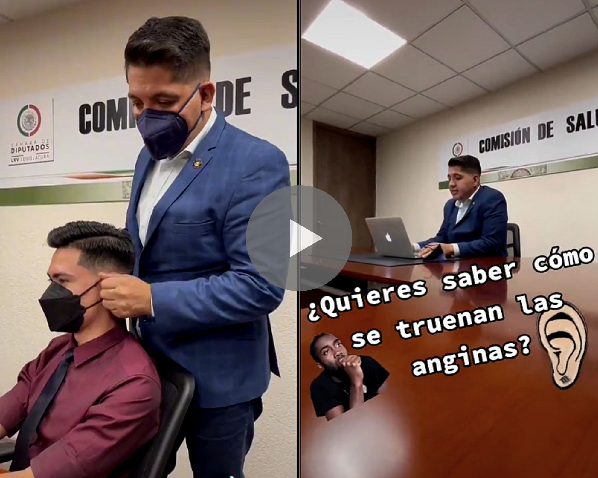 [VIDEO] Diputado de Morena enseña a tronar anginas