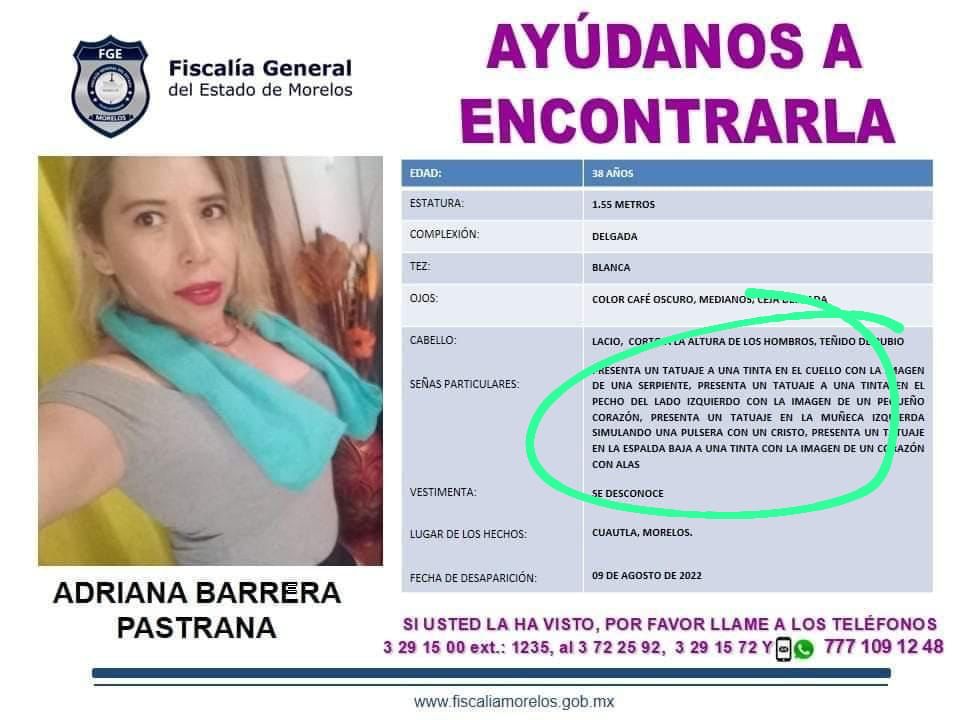 Hallan sin vida a mujer con reporte de desaparición en Morelos