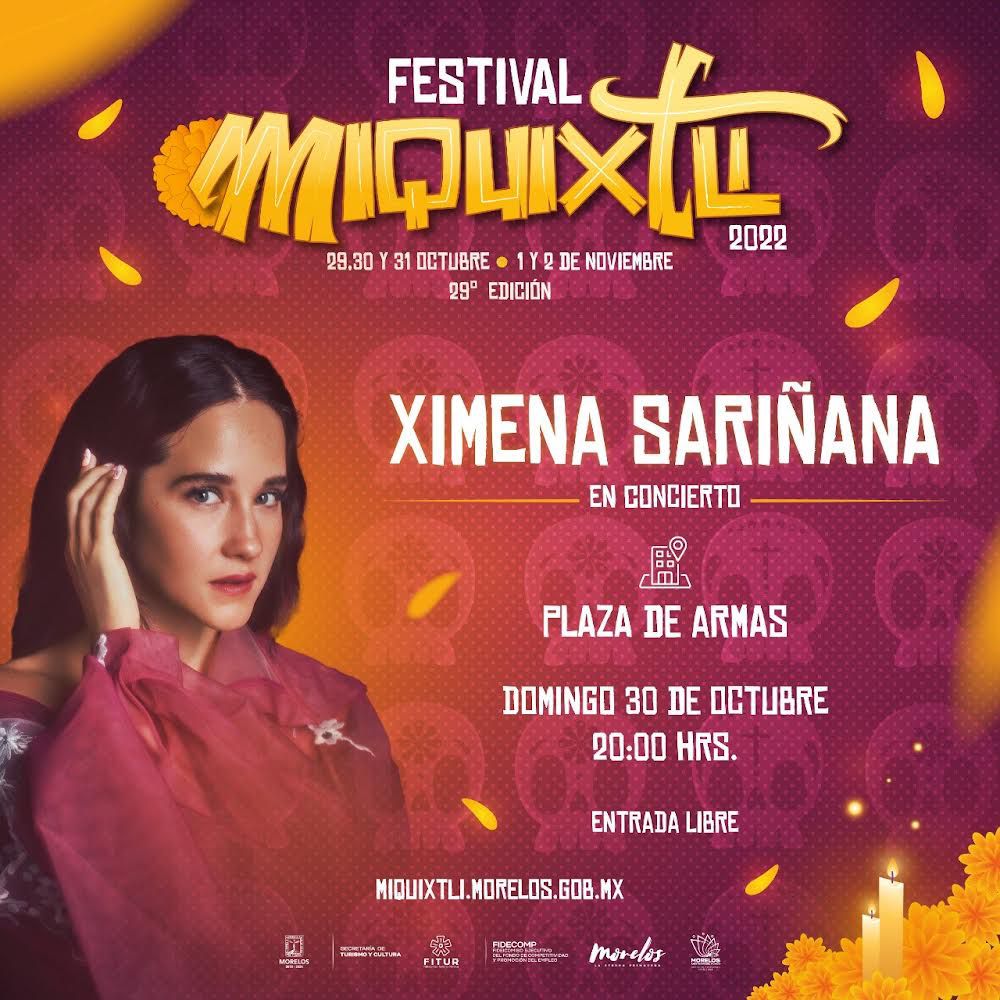 Anuncian CONCIERTO GRATIS de Ximena Sariñana en Zócalo de Cuernavaca