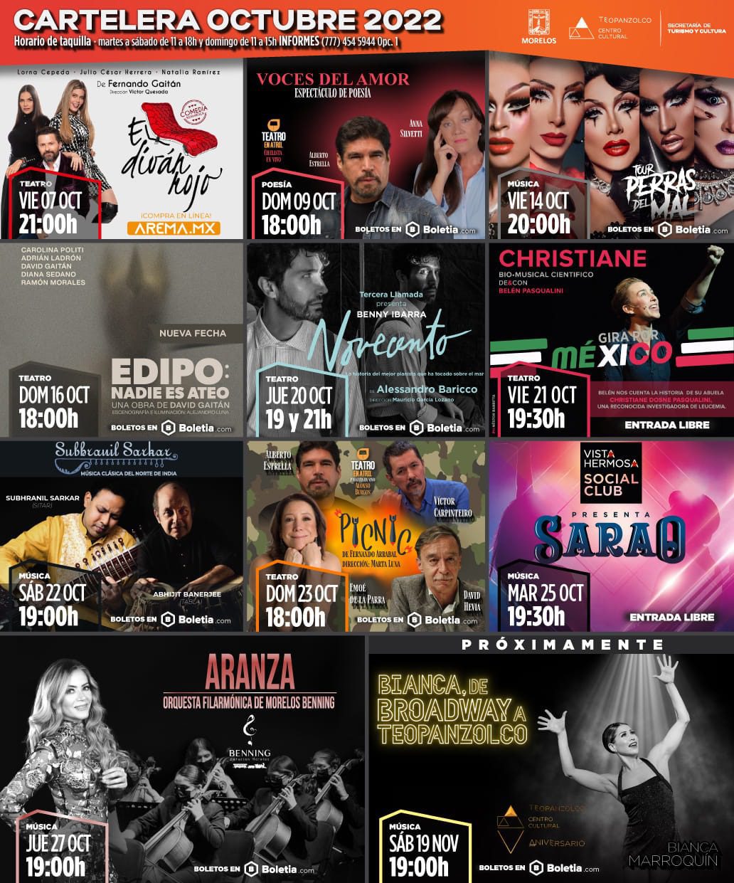 CARTELERA: Estos eventos podrás disfrutar en “El Teopanzolco”