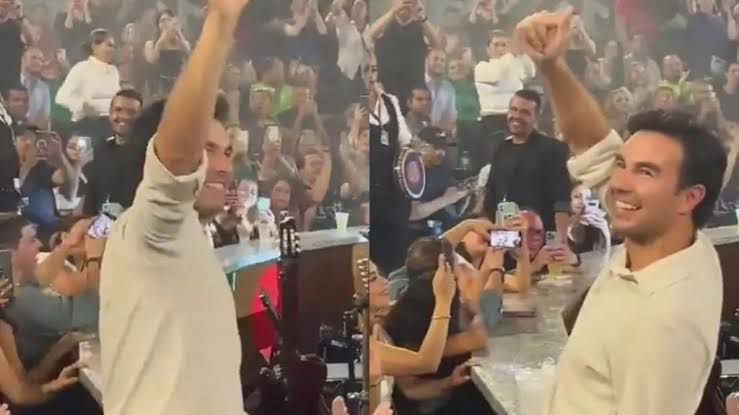 Checo Pérez y su esposa fueron captados en el concierto de Carlos Rivera