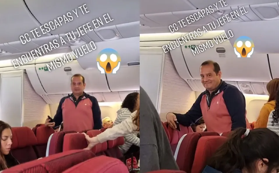 Se escapa de su trabajo y se encuentra con su jefe en el mismo avión