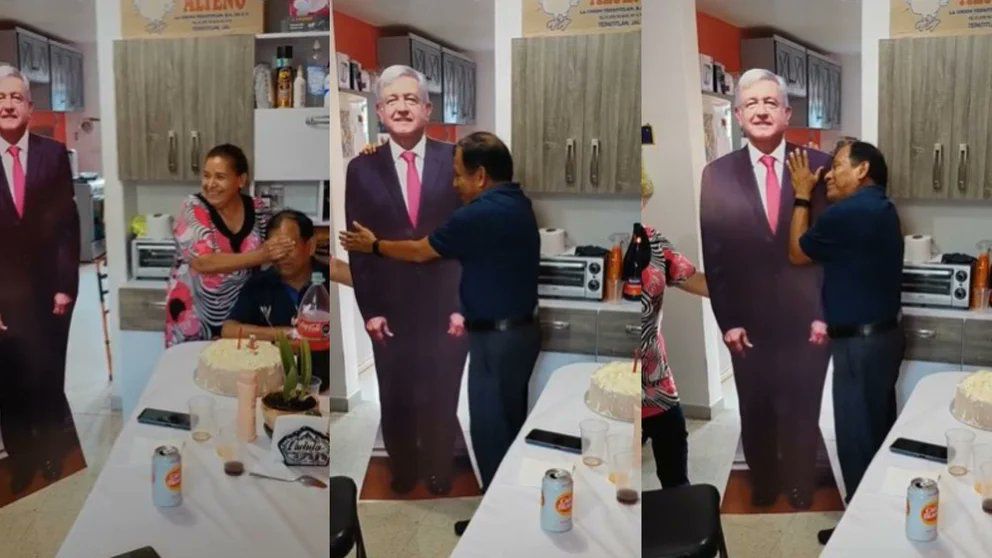 [VIDEO] Hombre se emociona al recibir de regalo figura de AMLO
