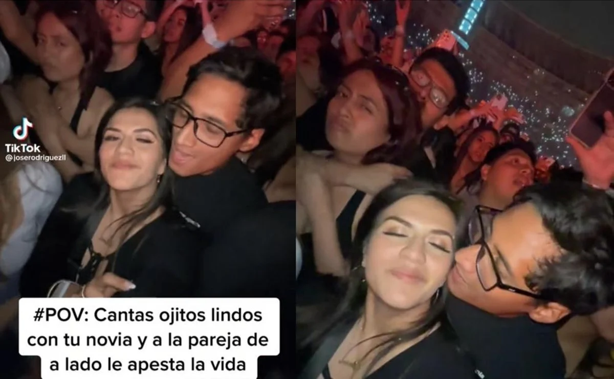 (VIDEO): Una pareja hace señas obscenas a un par de enamorados en un concierto