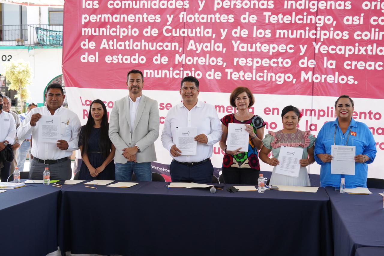 Firman protocolo para la consulta de municipalización de Tetelcingo