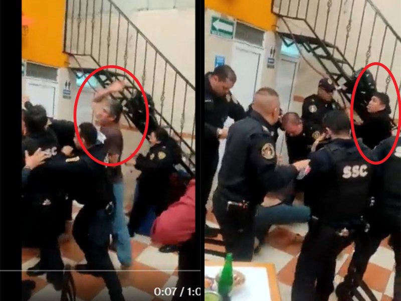 (VIDEO): Policías y comensales se agreden en taquería