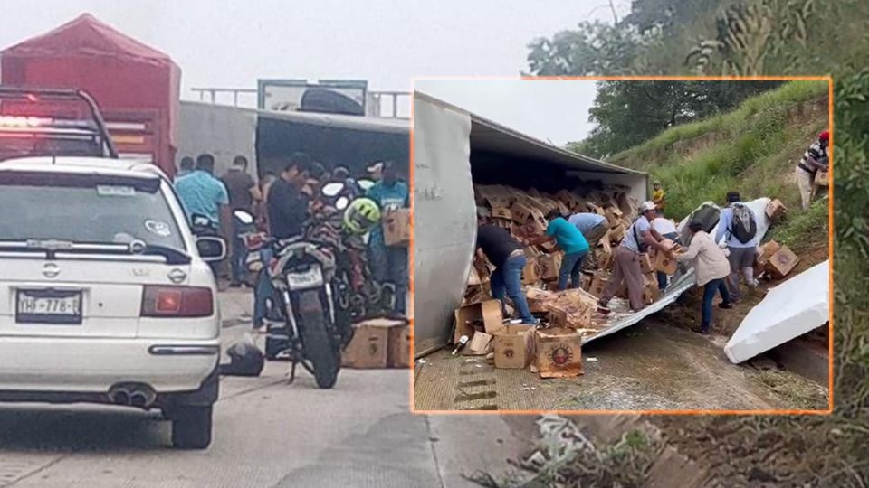 (VIDEO): Rapiñeros del sur de Veracruz se saquean cajas de cervezas