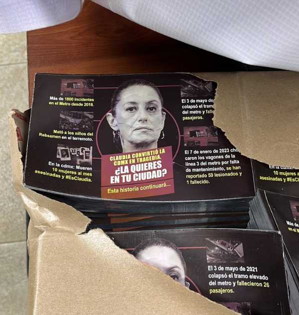 Exponen propaganda contra Claudia Sheinbaum en la alcaldía Cuauhtémoc