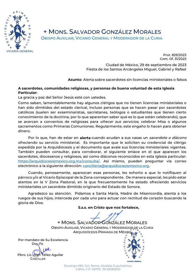Alertan sobre sacerdotes piratas en la CDMX