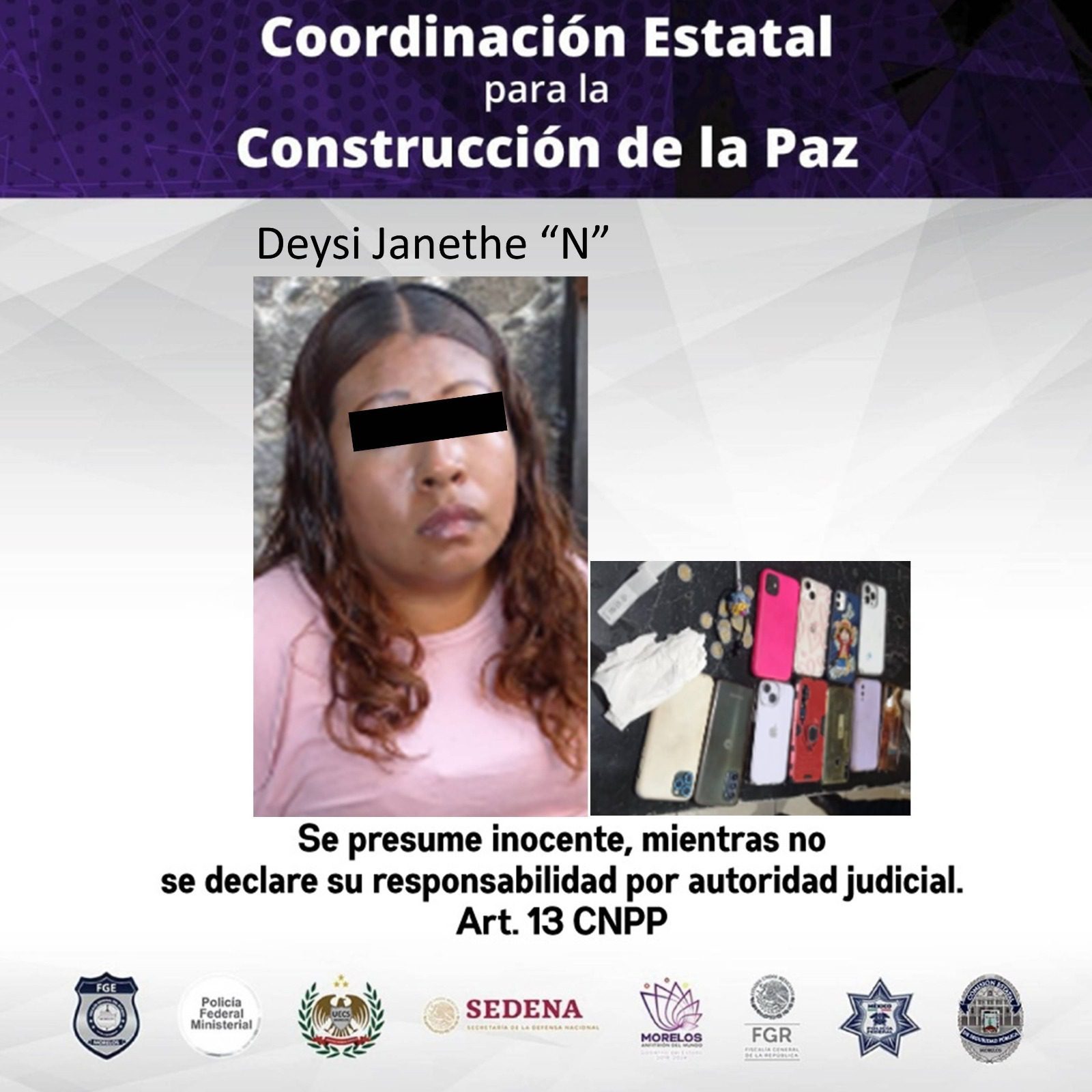 Detienen a mujer robando celulares en TEPOZTLÁN