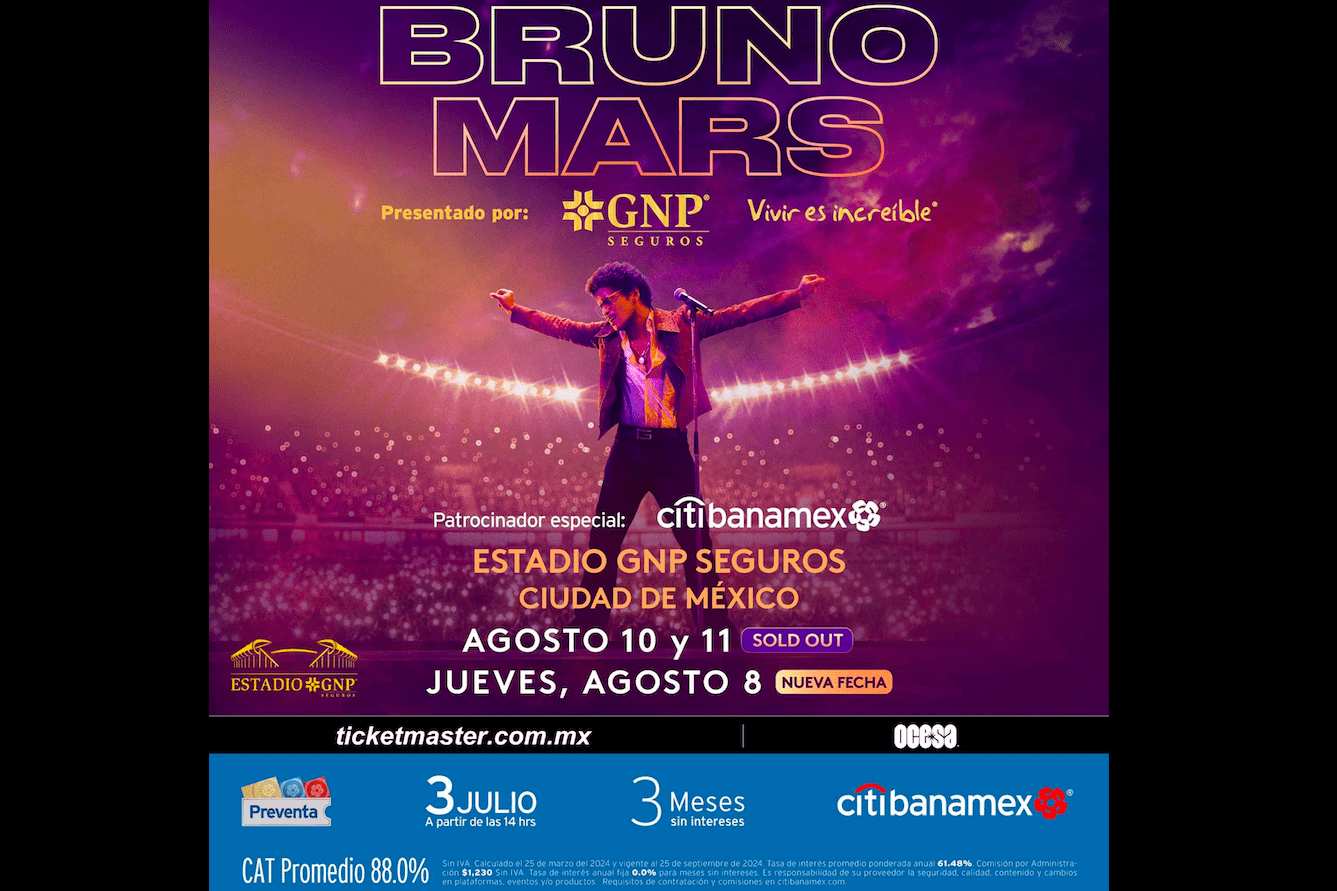 Aquí TODO lo que debes saber para el primer concierto 2024 de Bruno Mars en MÉXICO