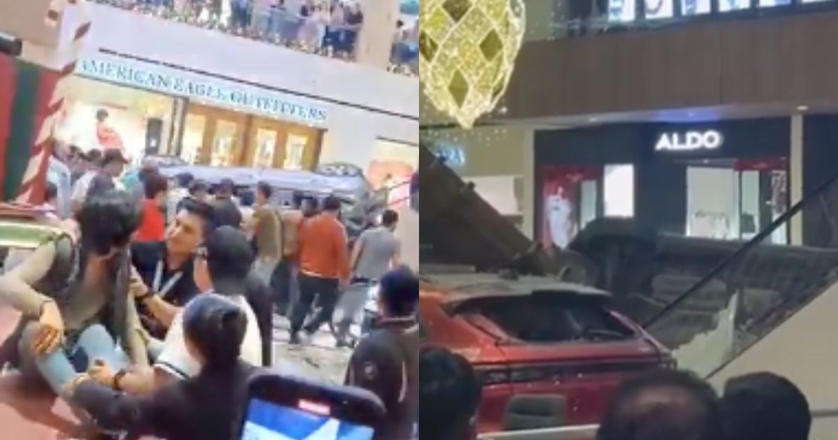 Auto cae de un cuarto piso de plaza comercial en Guatemala