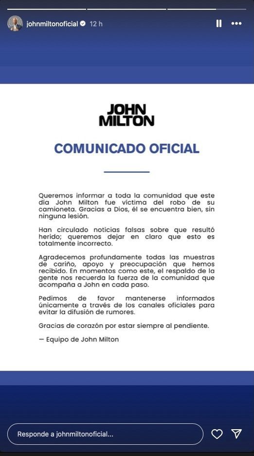 john milton comunicado