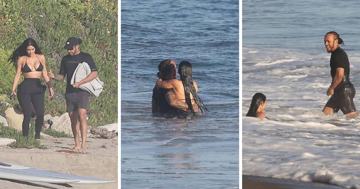 kim kardashian y lewis hamilton malibú