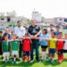 El senador Víctor Mercado convive con niños de una escuela de futbol infantil en Patios de la Estación, Cuernavaca, Morelos