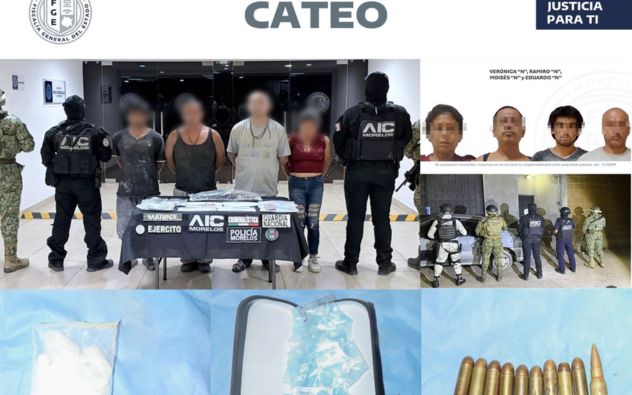 Elementos del Ejército Mexicano y la Guardia Nacional custodian una casa asegurada en la colonia Campos del Pedregal, Tepoztlán, Morelos