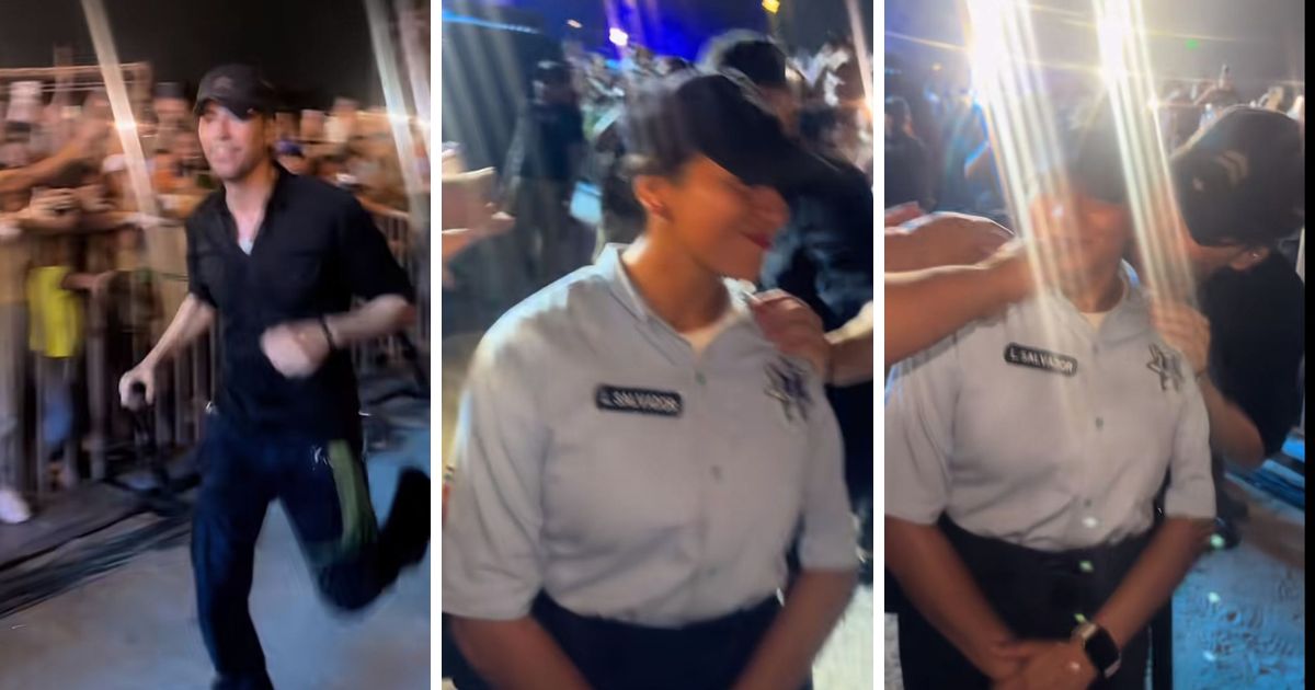 Enrique iglesias besa a policia