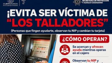 Policía de Cuernavaca alerta por robos de "talladores" en cajeros de Cuernavaca