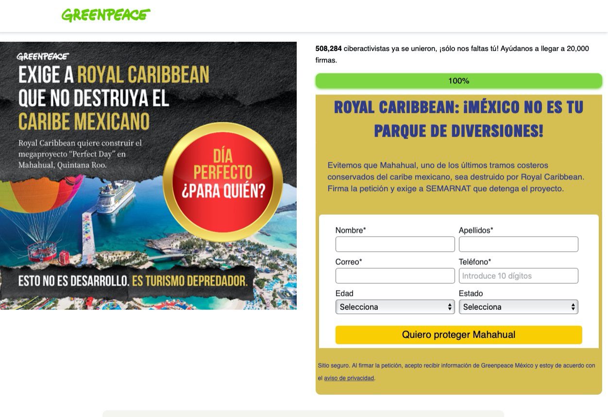 firmas Royal Caribbean en Mahahual, Quintana Roo