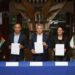Firma de convenio entre autoridades del Ayuntamiento de Cuernavaca y el IEBEM en la biblioteca pública municipal de Morelos