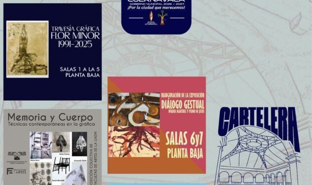 Personas recorriendo una galería con cuadros de gráfica contemporánea en el Museo de la Ciudad de Cuernavaca, Morelos