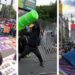 Contingentes de manifestantes avanzan por la calzada de Tlalpan en la Ciudad de México durante operativo de seguridad