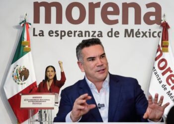 Ariadna Montiel Reyes durante una conferencia de prensa sobre denuncias electorales nacionales