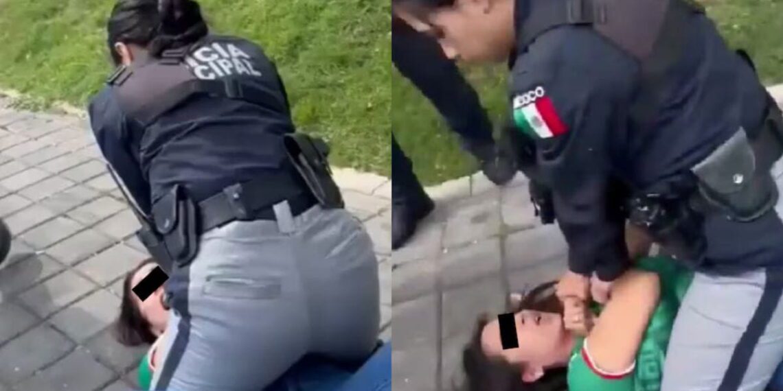 Policías de Puebla someten a mujer frente a sus hijos