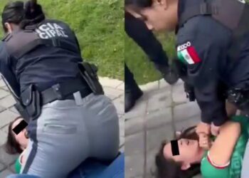 Policías de Puebla someten a mujer frente a sus hijos