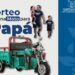Fotografía publicitaria de una motocicleta eléctrica EvoBike brillante con un moño de regalo, junto a los logotipos del Ayuntamiento de Cuernavaca y del DIF municipal.